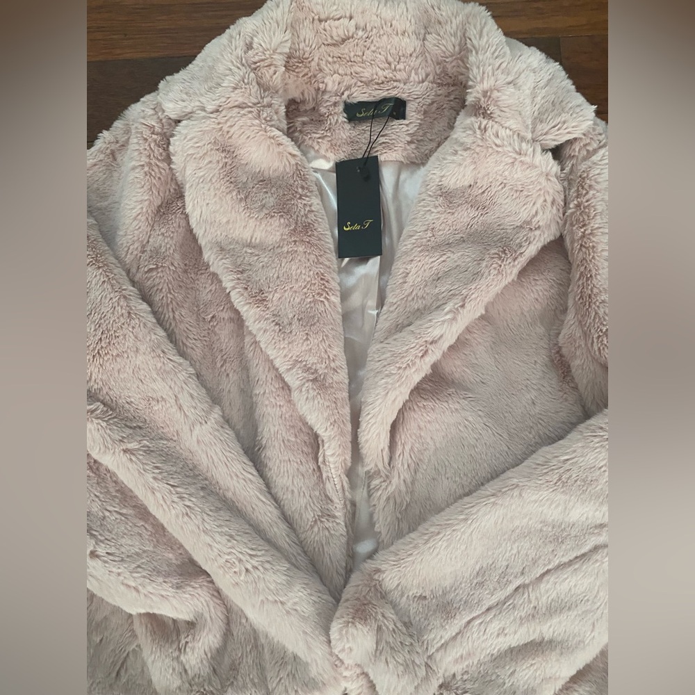 Women's Pink Faux Fur Coat
